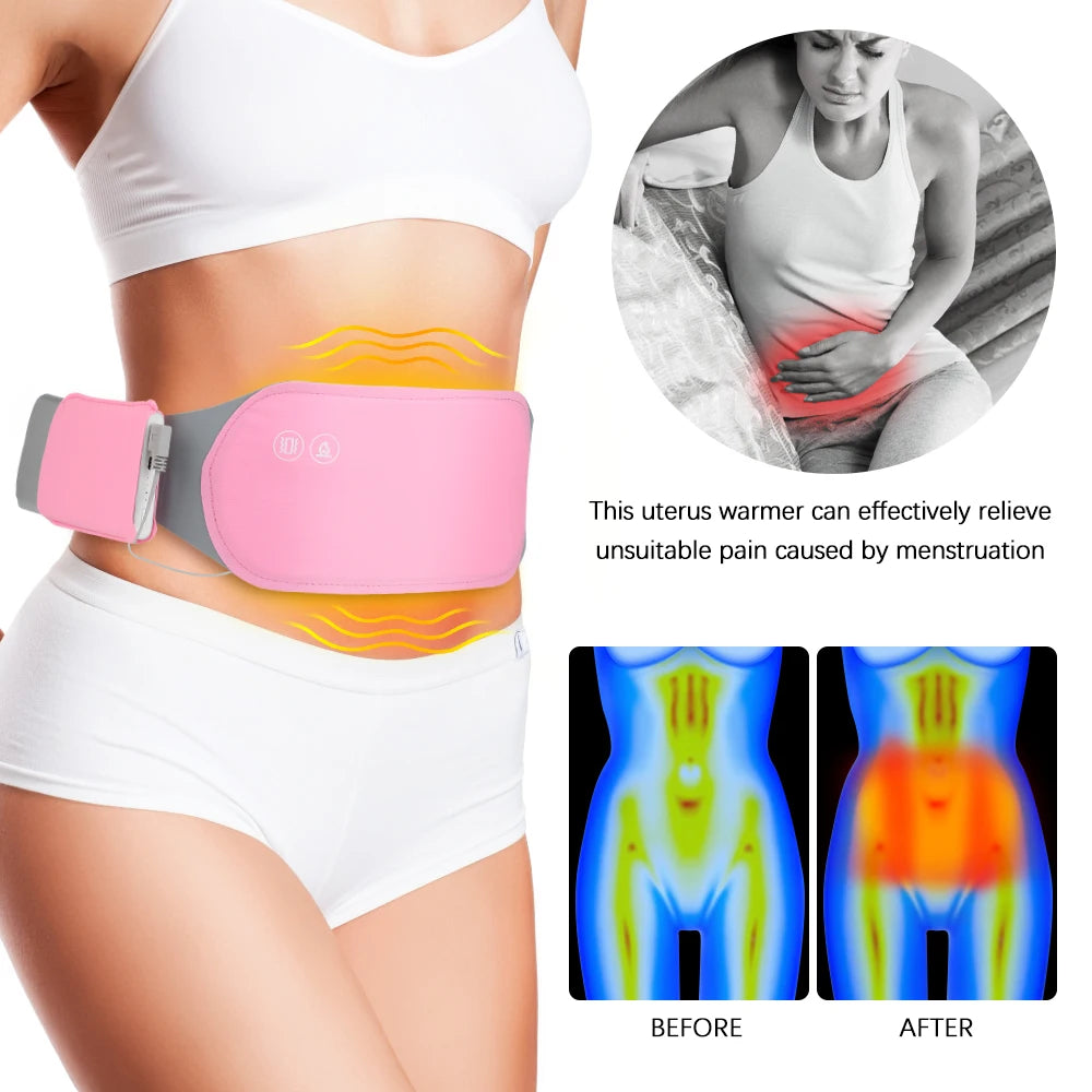 Washable USB Warm Uterus Belt Hot Compress Vibration Waist Abdominal Massager Menstrual Pain Relief Belly Warmer Heating Pad